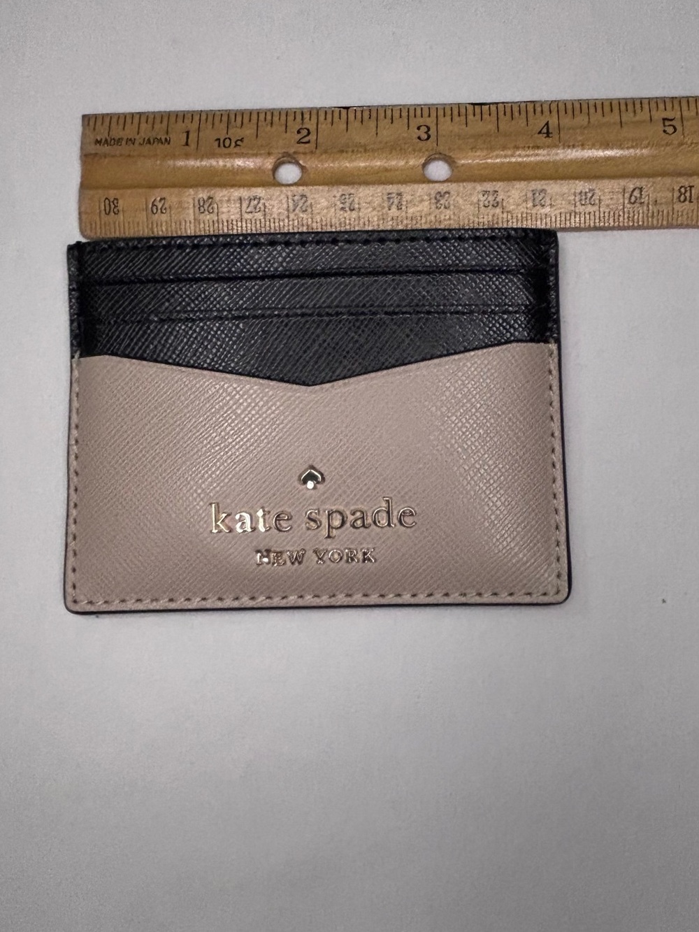 kate spade Black and Beige Two-Tone Leather Cardholder - Picture 6 of 6